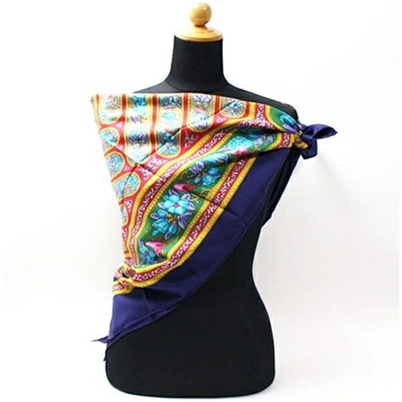 HERMES Authentic Blue Silk Scarf - Picture 3 of 8